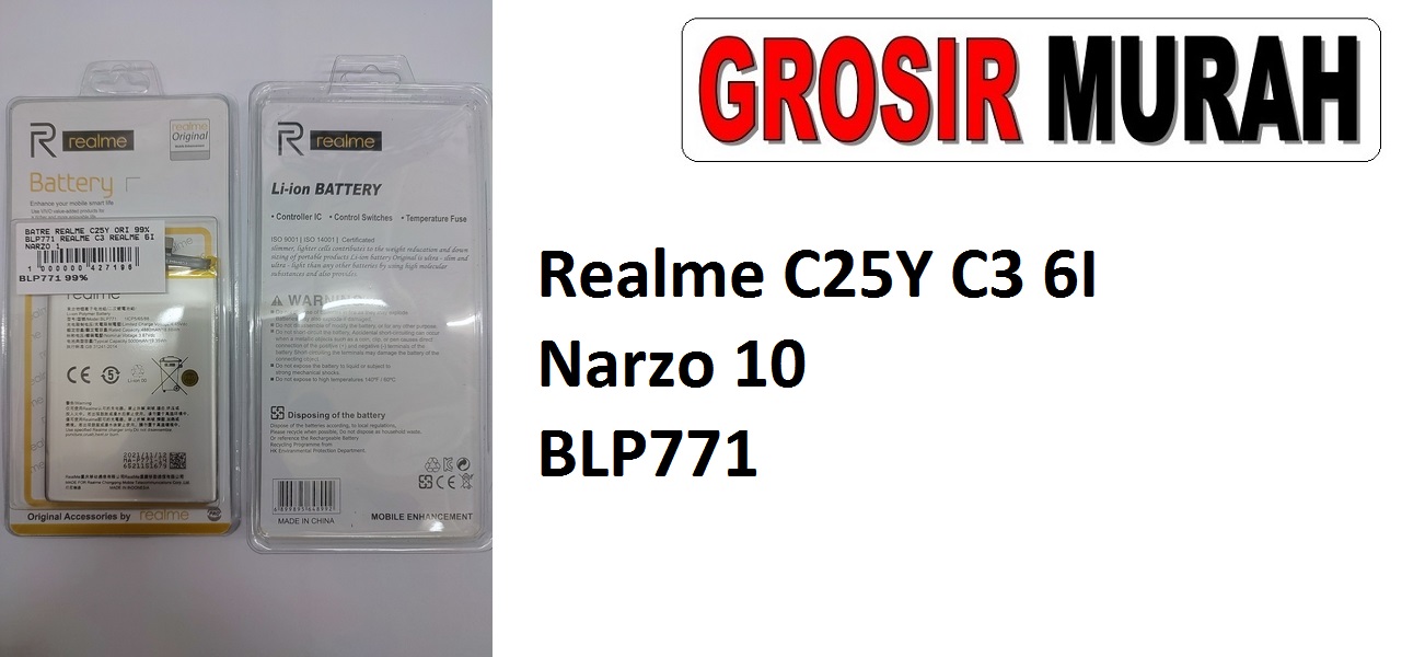 Realme C25Y C3 6I Narzo 10 BLP771 Baterai Sparepart hp Batre Realme Battery Grosir