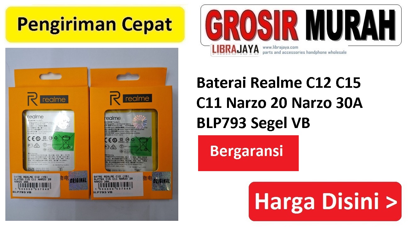 Baterai Realme C12 C15 C11 Narzo 20 Narzo 30A BLP793 Segel VB