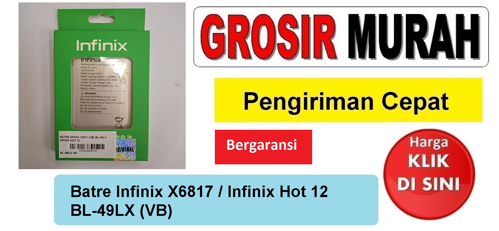 Jual Batre Infinix X6817 Infinix Hot 12 BL-49LX (VB) Baterai Battery