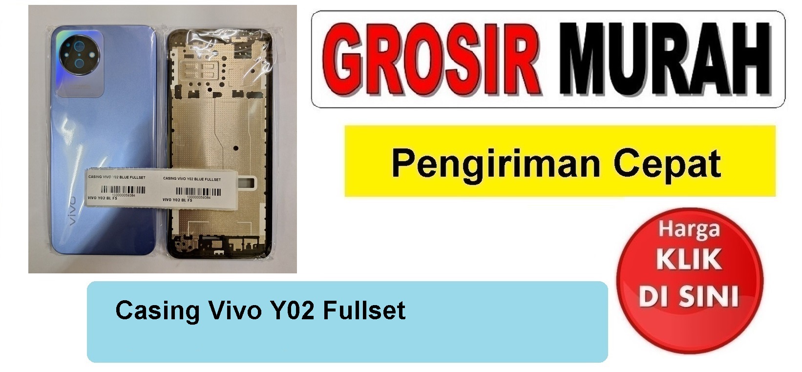 Jual Casing Vivo Y02 Fullset housing kesing