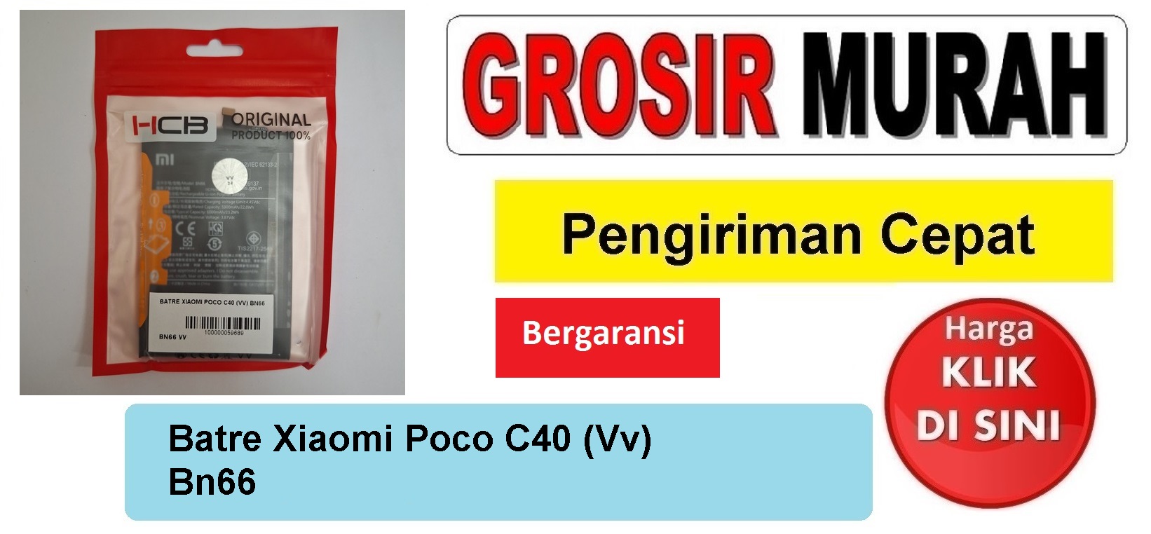 Batre Xiaomi Poco C40 (Vv) Bn66 Baterai Battery Bergaransi Batere