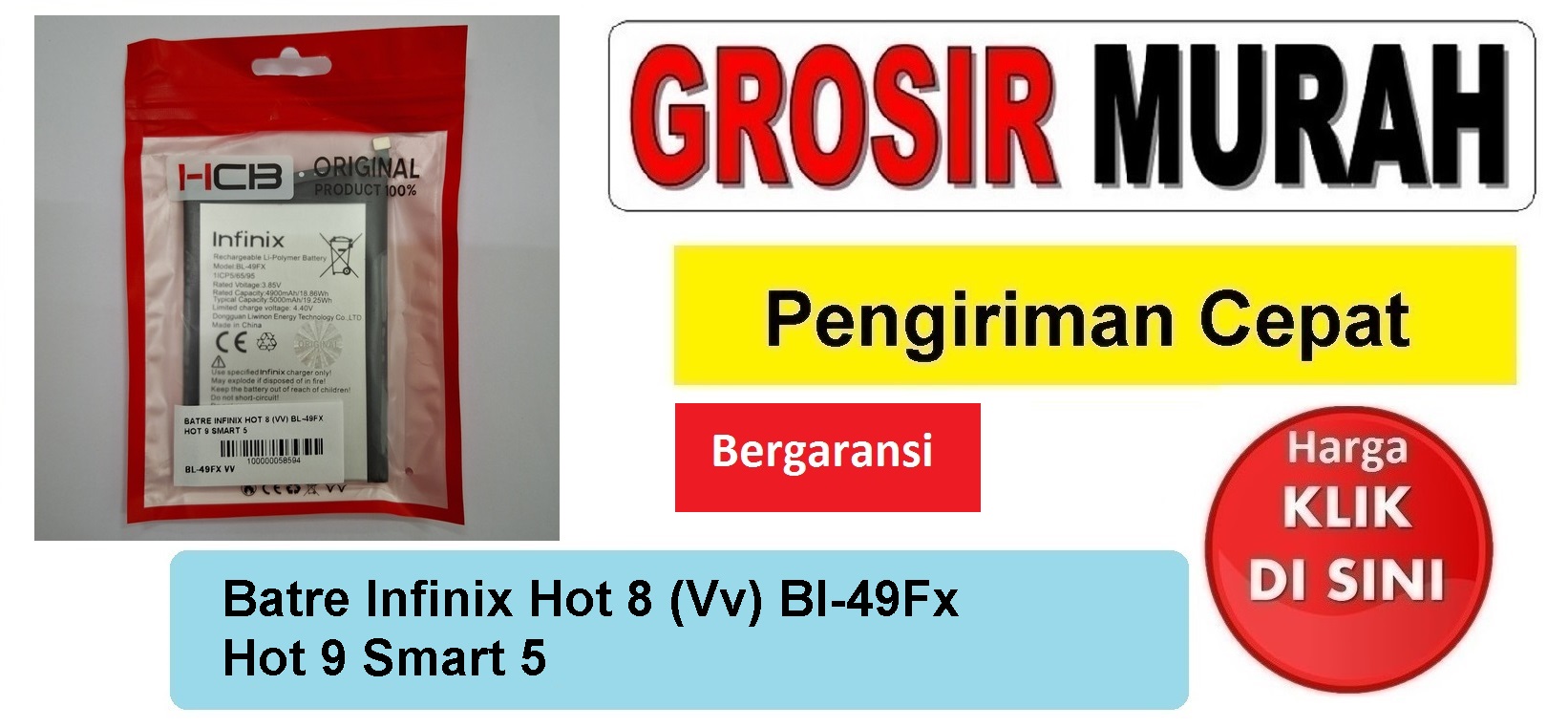 Batre Infinix Hot 8 (Vv) Bl-49Fx Hot 9 Smart 5 Baterai Battery Bergaransi Batere