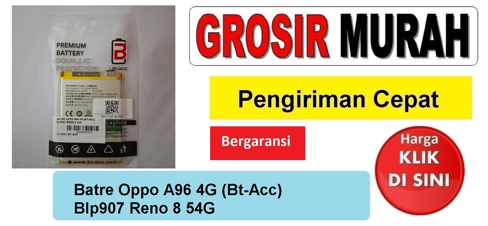 Batre Oppo A96 4G (Bt-Acc) Blp907 Reno 8 54G Double Power Ic Protector Baterai Battery Bergaransi Batere