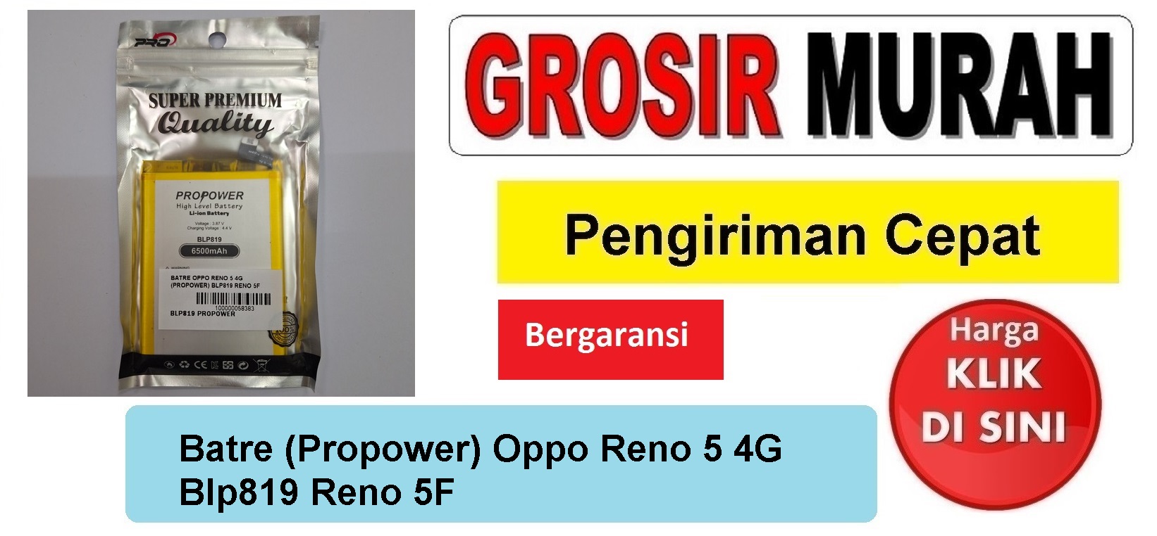 Batre (Propower) Oppo Reno 5 4G Blp819 Reno 5F Baterai Real Double Power Battery Bergaransi Batere