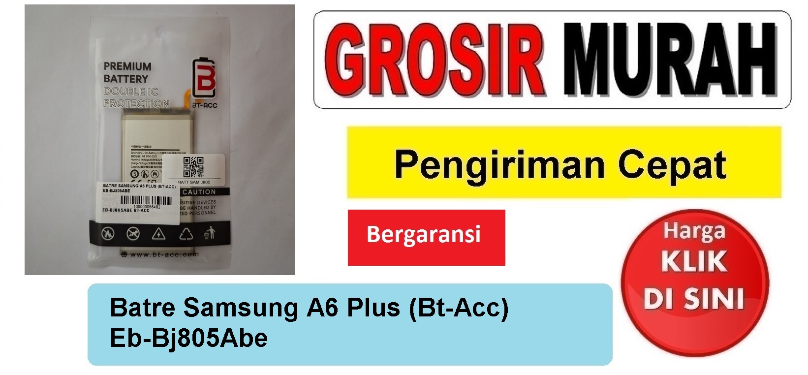 Batre Samsung A6 Plus (Bt-Acc) Eb-Bj805Abe Double Power Ic Protector Baterai Battery Bergaransi Batere