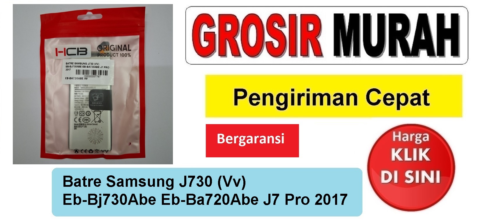 Batre Samsung J730 (Vv) Eb-Bj730Abe Eb-Ba720Abe J7 Pro 2017 Baterai Battery Bergaransi Batere