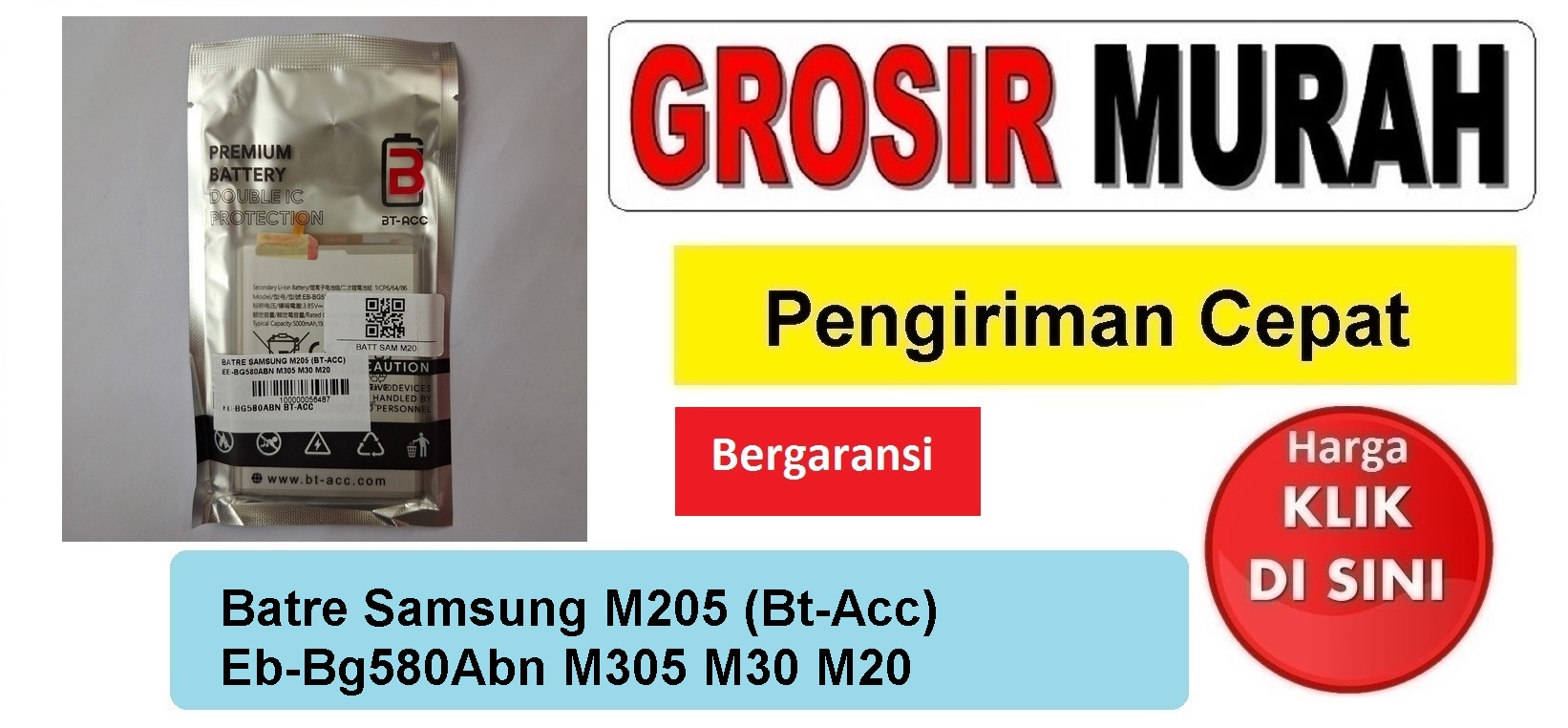 Batre Samsung M205 (Bt-Acc) Eb-Bg580Abn M305 M30 M20 Double Power Ic Protector Baterai Battery Bergaransi Batere