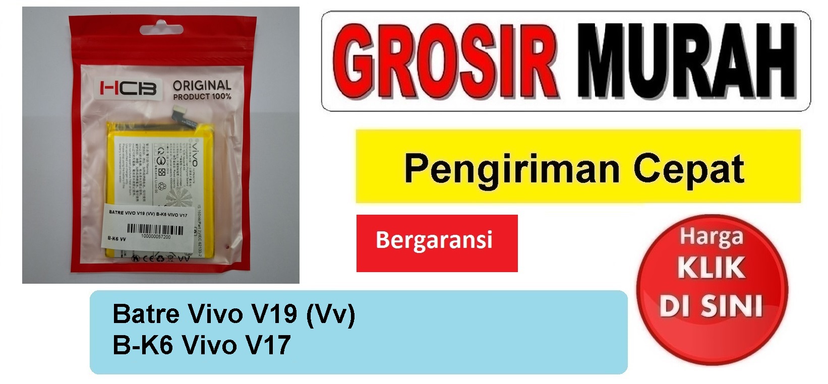 Batre Vivo V19 (Vv) B-K6 Vivo V17 Baterai Battery Bergaransi Batere