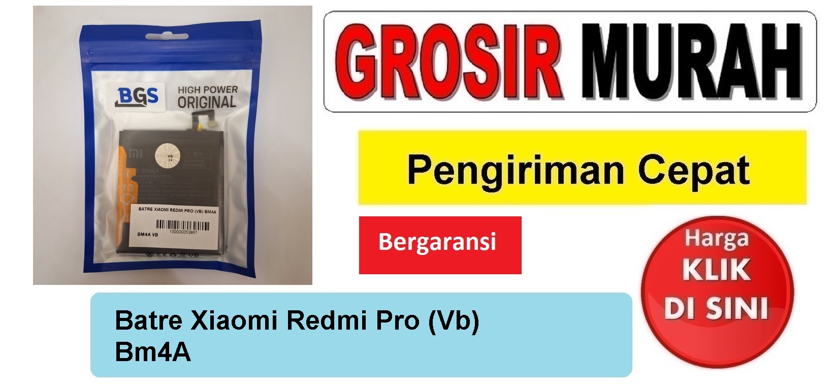 Jual Batre Xiaomi Redmi Pro (Vb) Bm4A Baterai Battery