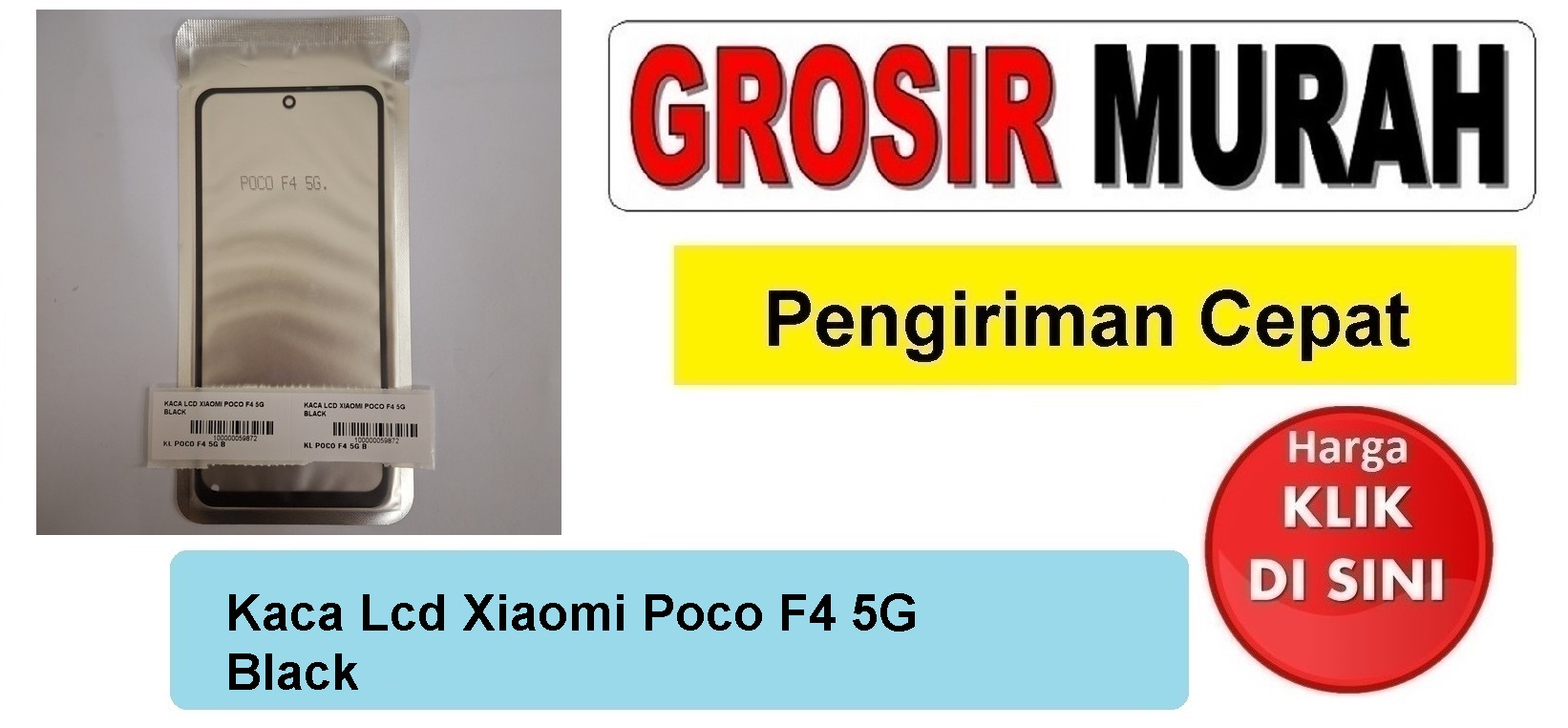 Kaca Lcd Xiaomi Poco F4 5G Black Glass Oca Kaca Depan Layar Digitizer Panel