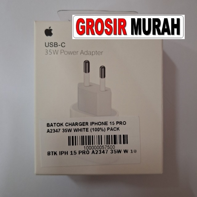 Batok Charger Iphone 15 Pro A2347 35W White (100%) Pack