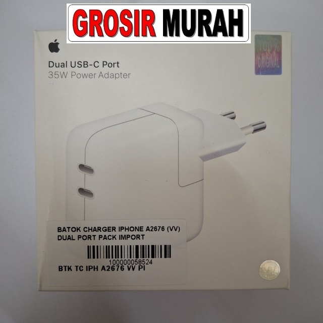 Batok Charger Iphone A2676 (Vv) Dual Port Pack Import