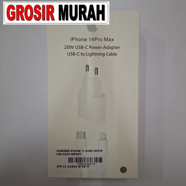 Charger Iphone 11 A1692 White (Vb) Pack Import