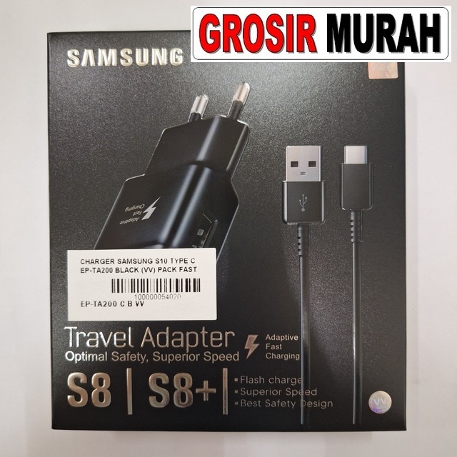 Charger Samsung S10 Type C Ep-Ta200 Black (Vv) Pack Fast