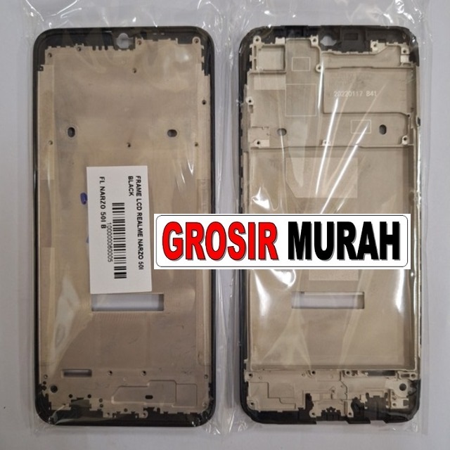 Frame Lcd Realme Narzo 50I Black Middle Frame Front Dudukan Tulang Tengah Bazel lcd Bezel Plate Spare Part Hp Grosir