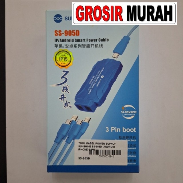 Kabel Power Supply Sunshine Ss-905D (Android Iphone 6 Iphone 15 Pro Max) Perlengkapan Service Toolkit Alat Serpis teknisi Spare Part Hp Grosir