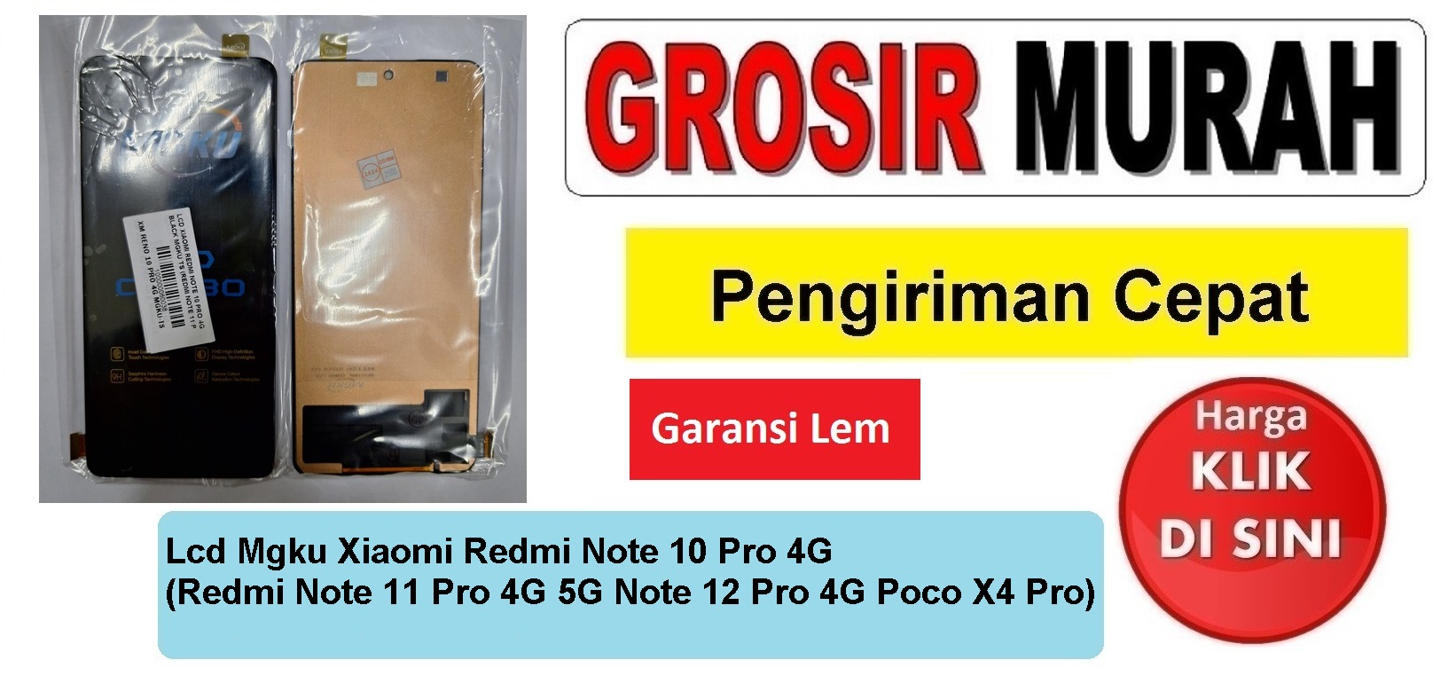 Lcd Mgku Xiaomi Redmi Note 10 Pro 4G (Redmi Note 11 Pro 4G 5G Note 12 Pro 4G Poco X4 Pro) Fullset Touchscreen Garansi lem Termurah