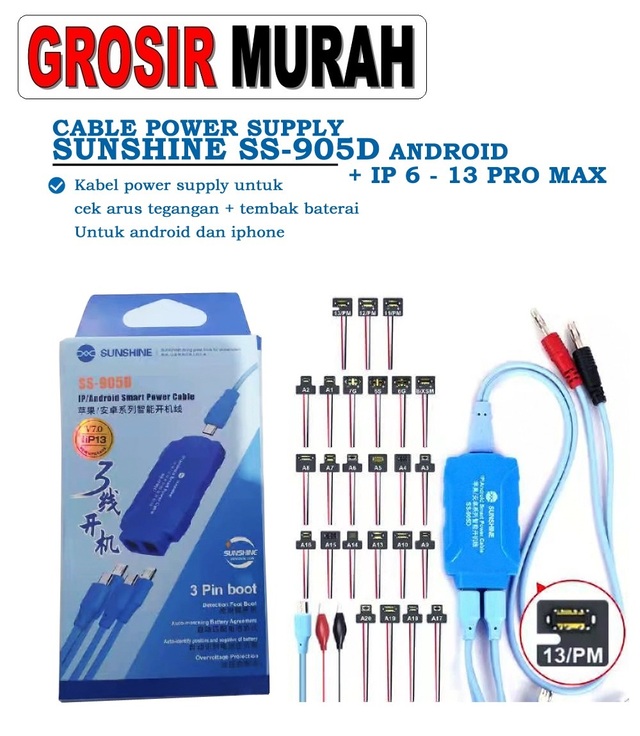 Tool Kabel Power Supply Sunshine Ss-905D (Android Iphone 6 Iphone 15 Pro Max) Perlengkapan Service Toolkit Alat Serpis teknisi hp