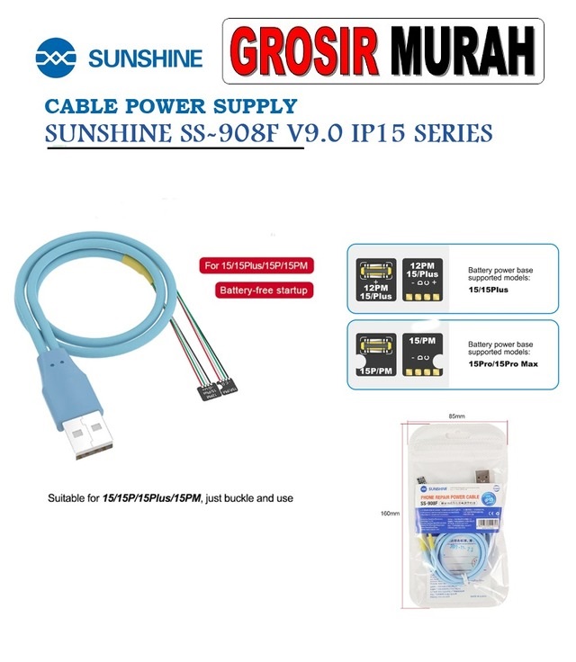 Kabel Power Supply Sunshine Ss-908F V9.0 Iphone 15 Series Perlengkapan Service Toolkit Alat Serpis teknisi hp