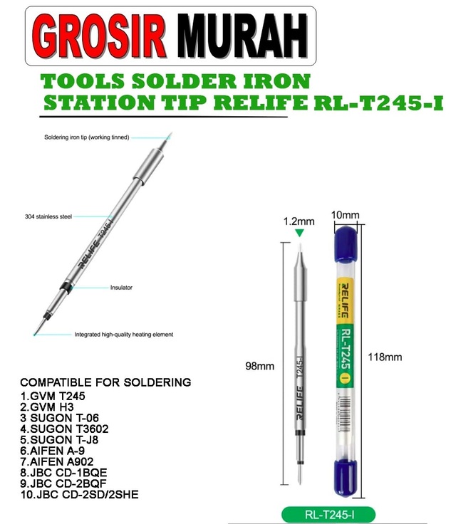 Mata Solder Station Relife Rl-T245-I Lurus