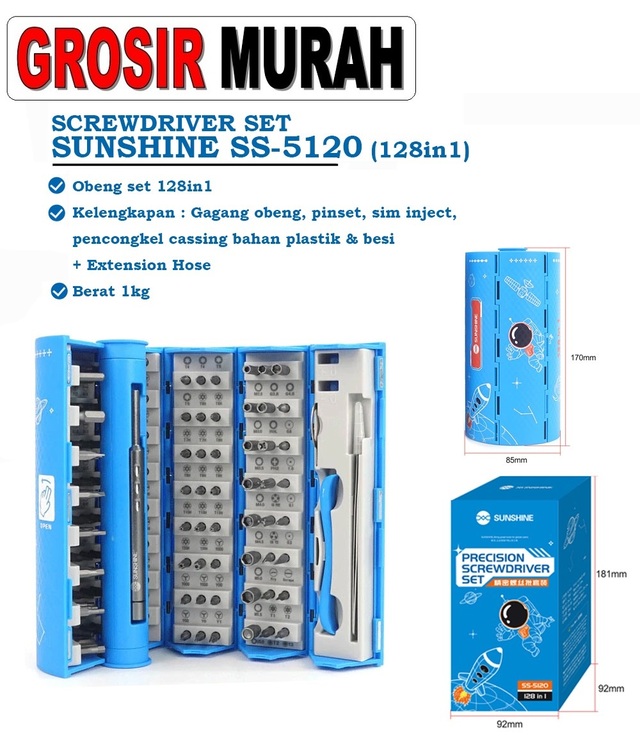 Tool Obeng Set Sunshine Ss-5120 128 In 1 Perlengkapan Service Toolkit Alat Serpis teknisi hp