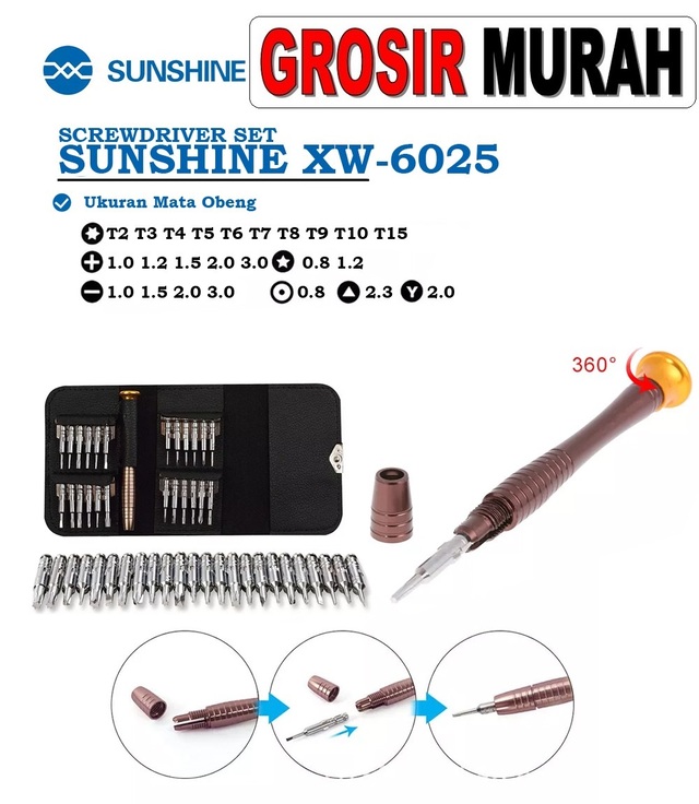 Tool Obeng Set Sunshine Xw-6025 Perlengkapan Service Toolkit Alat Serpis teknisi