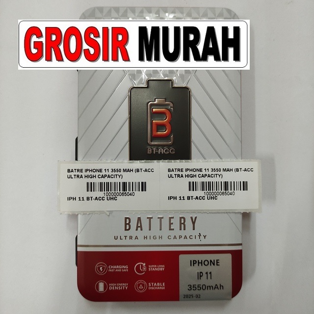 Jual Batre Iphone 11 3550 Mah Bt-Acc Ultra High Capacity Baterai Battery