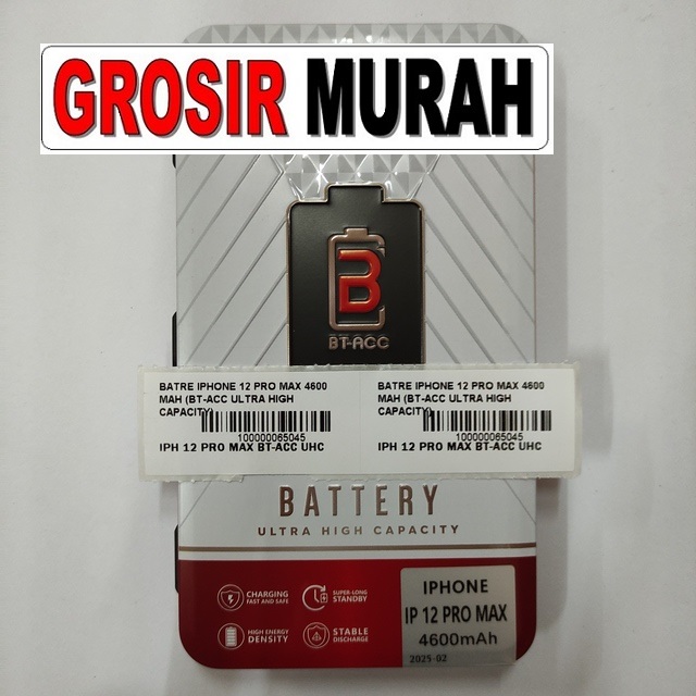 Jual Batre Iphone 12 Pro Max 4600 Mah Bt-Acc Ultra High Capacity Baterai Battery