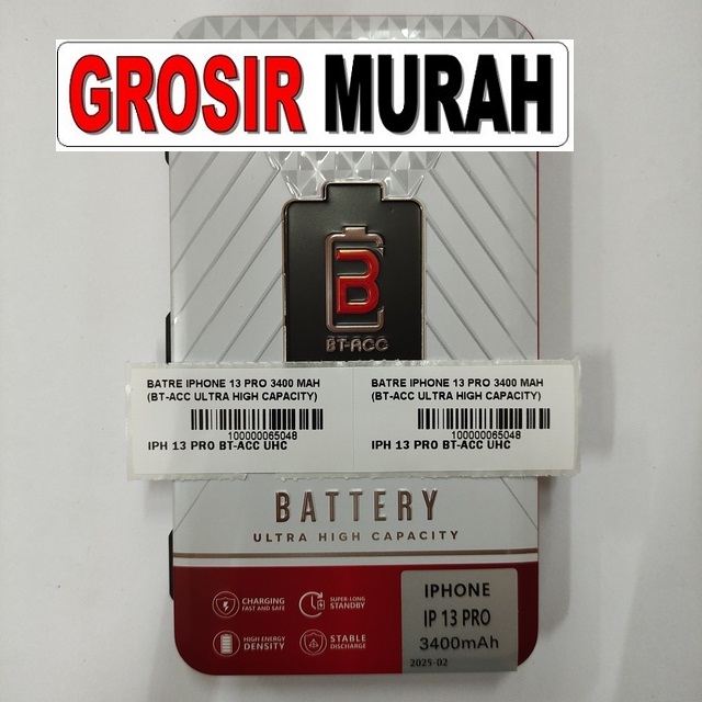 Jual Batre Iphone 13 Pro 3400 Mah Bt-Acc Ultra High Capacity Baterai Battery