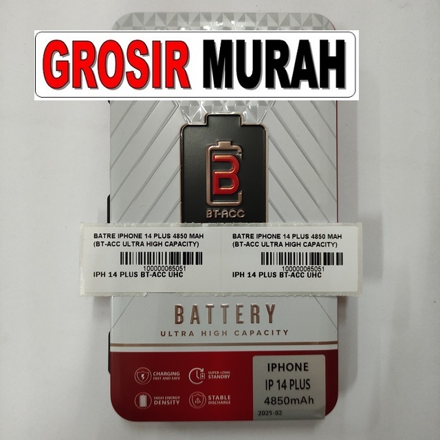 Jual Batre Iphone 14 Plus 4850 Mah Bt-Acc Ultra High Capacity Baterai Battery