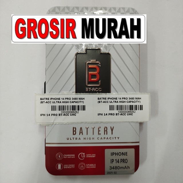 Jual Batre Iphone 14 Pro 3480 Mah Bt-Acc Ultra High Capacity Baterai Battery