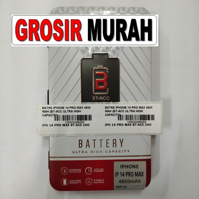 Jual Batre Iphone 14 Pro Max 4850 Mah Bt-Acc Ultra High Capacity Baterai Battery