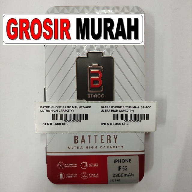 Jual Batre Iphone 6 2380 Mah Bt-Acc Ultra High Capacity Baterai Battery