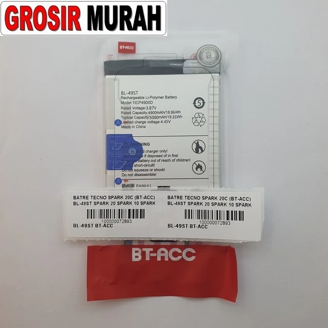 Batre Tecno Spark 20c (bt-acc) Bl-49st Spark 20 Spark 10 Spark 10 Pro ready stock harga grosir sparepart HP Libra Jaya
