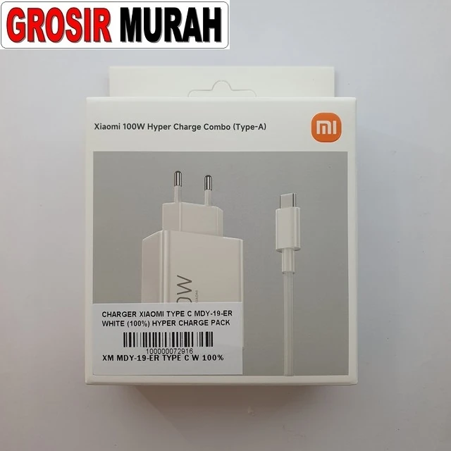 Charger Xiaomi Type C Mdy-19-er White (100%) Hyper Charge Pack ready stock harga grosir sparepart HP Libra Jaya
